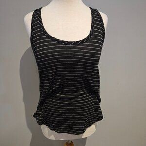 Antistar Striped Scoop Neck Tank Top | Size Medium | Black/White